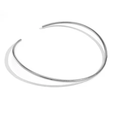 ZARD Open Collar Solid Flat Choker Slider in Silver