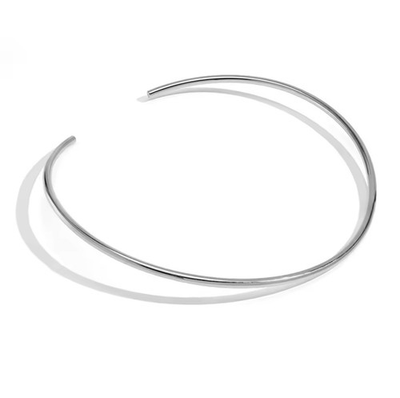 #ad ZARD Open Collar Solid Flat Choker Slider in Silver $37.00