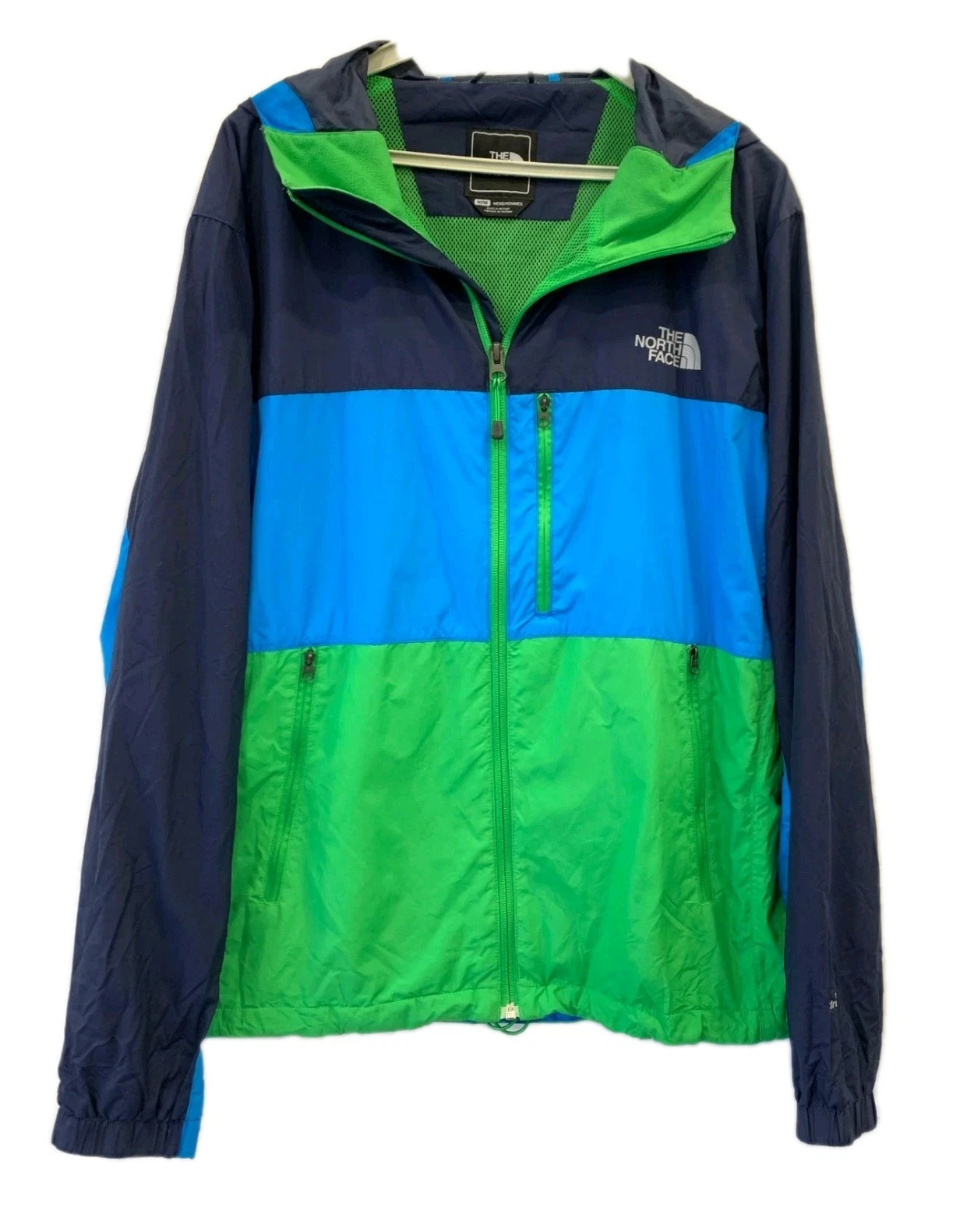 The North Face Men’s Windbreaker Jacket L Blue Green Lightweight Full Zip #168