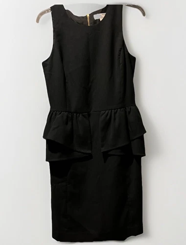 Abito Michael Kors nero senza maniche cerniera posteriore peplo con volant nuovo senza etichette taglia 6