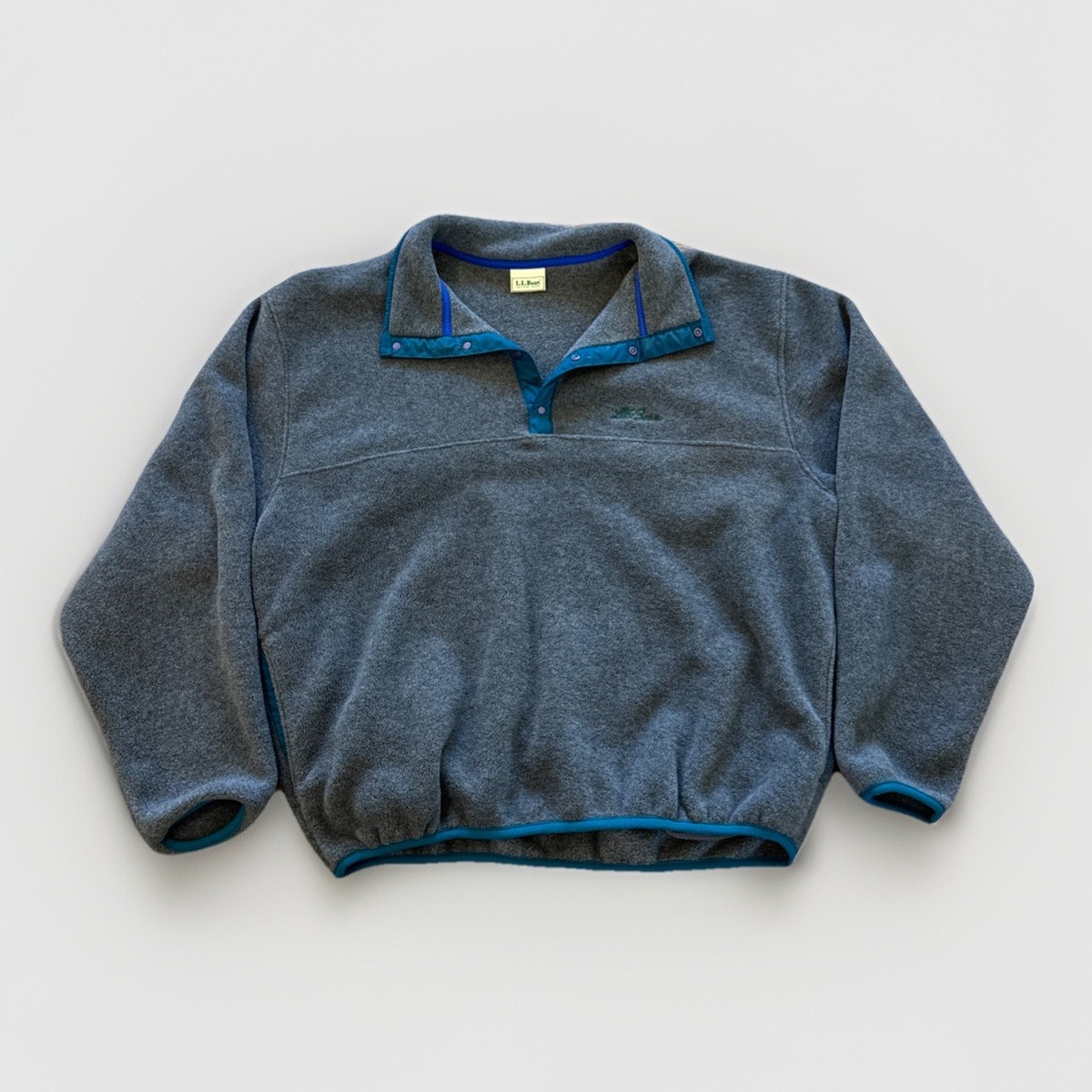Vintage LL Bean Snap-T Fleece Mens M Gray Pullover Sweater Vintage LL Bean Snap-T Fleece Mens M Gray Pullover Sweater