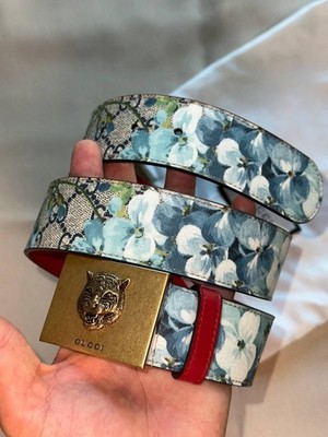 Gucci Bloom Floral GG Canvas Tiger Buckle Belt 85/34 NWOT Dust Bag