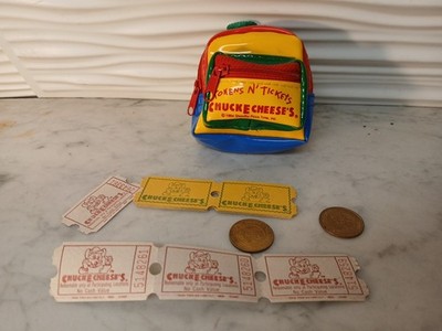Vintage 1990s Chuck E Cheese Tokens N' Tickets Mini Backpack Keychain Coin Bag