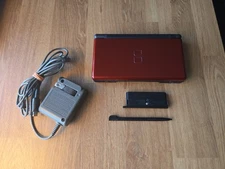 Nintendo DS Lite Console W/Charger Crimson Red/Black - TESTED & Working