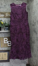 JS Collections Tea Length Fit Flare Sleeveless Bateau Neck Dress Purple 12