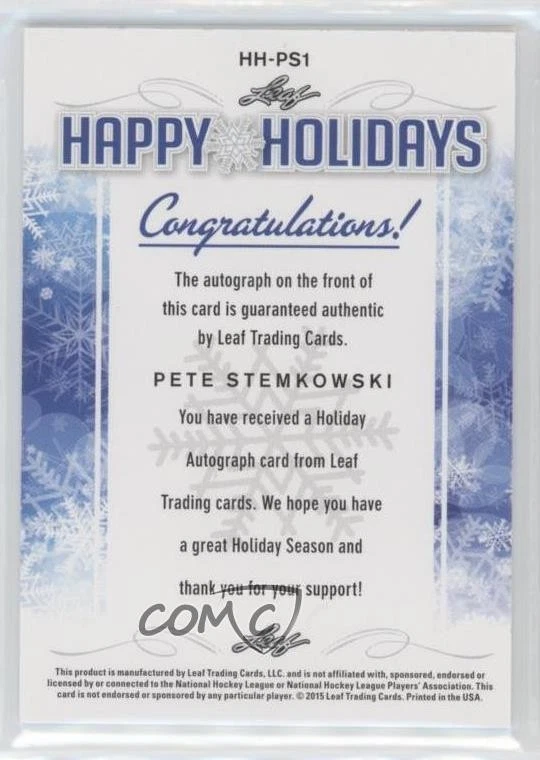 2015 Leaf Happy Holidays Pete Stemkowski #HH-PS1 Auto - Image 2 of 2