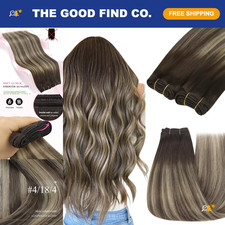 Sew-In Hair Extensions Brown Weft 14 Inch Thick Remy Human Hair Balayage 70g