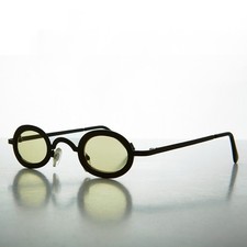 Oval Micro Vintage Sunglasses with Yellow Lenses - Desert