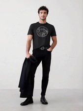 Banana Republic Men’s Small Graphic Tee - Black Globe Atlas Map T-Shirt - S