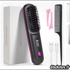 Brosse Lissante Chauffante Sans Fil Portable - Peigne Lisseur Cheveux USB