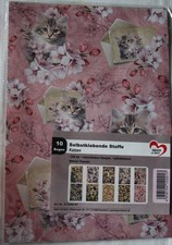 10 Bogen selbstklebende Stoffe "Katzen", Jittenmeier