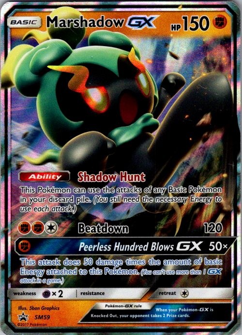 Marshadow GX - SM59 Holo Promo Sun & Moon Promo Pokemon MP 5ban Graphics