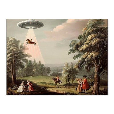 絵画 UFO Haitunone UFO Funny Trippy Wall Art Victorian Unique Poster