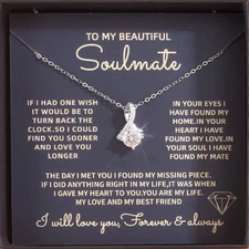 TO MY BEAUTIFUL SOULMATE/WIFE 1CT Round Moissanite Necklace Women Birthday Gift