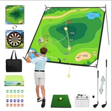 Golf Chipping Game Mat, 6x6FT Double Sided Golf Hitting Mat Set Outdoor Indoo...