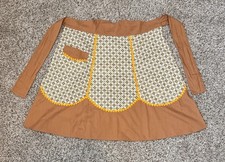 Vintage 70s Handmade Waist Apron Brown Orange Granny Core Thanksgiving