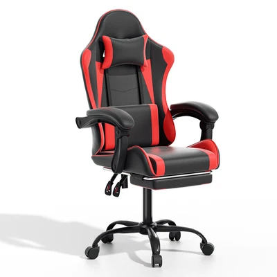 MAGSHION Ergonomic Coumputer Gaming Chair Office Swivel Recliner Seat w/ Footrest Red