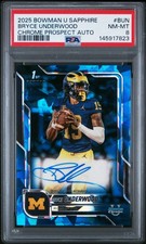 2025 Bowman University Chrome Sapphire Auto #BUN Bryce Underwood PSA 8