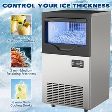 100LB/24h Built-In Commercial Ice Maker Stainless Ice Cube Machine Freestanding