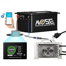 36V 105Ah Battery LiFePO4 Lithium Golf Cart A Cells 200A BMS Monitor 20A Charger