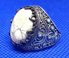 Y62 1910 Antique 925 Silver Ring size 9.5 White Turquoise Green Men’s Howlite