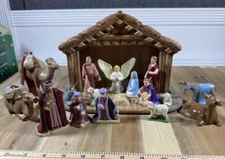 Vintage 1985 Byron Molds Nativity Manger Baby Jesus Wisemen Mary Angel 17 Figure