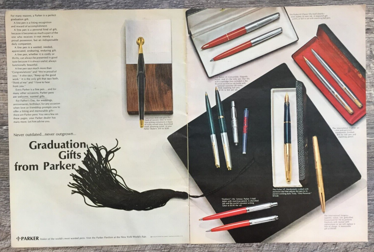 1964 Parker Pens Print Ad Graduation Gifts Worlds Fair