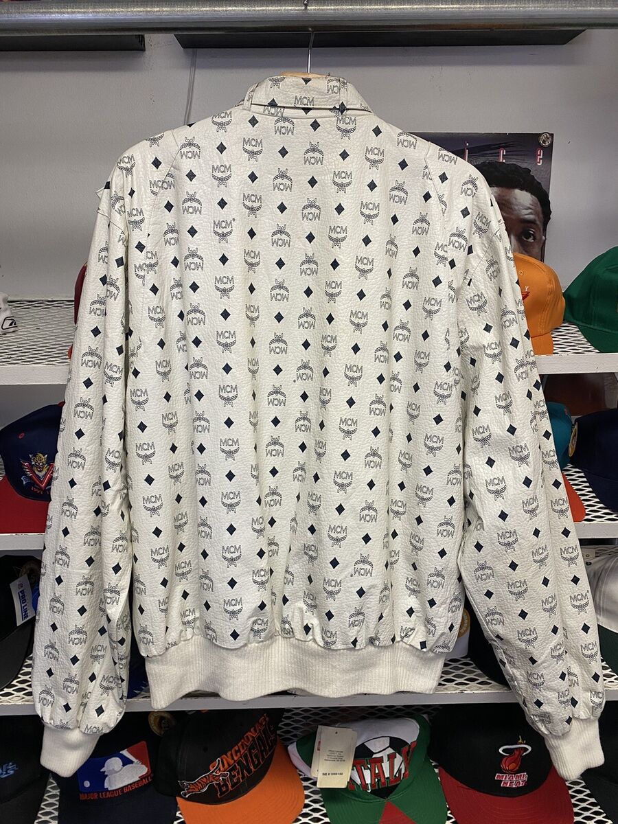 Vintage MCM Bomber White Jacket (See Measurments L/XL) Model Vintage MCM Bomber White Jacket (See Measurments L/XL) Model