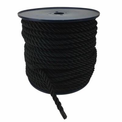 16 mm schwarz 3 ST Nylon Ankerseil auf einer Rolle mit heißversiegelten Enden Länge wählbar