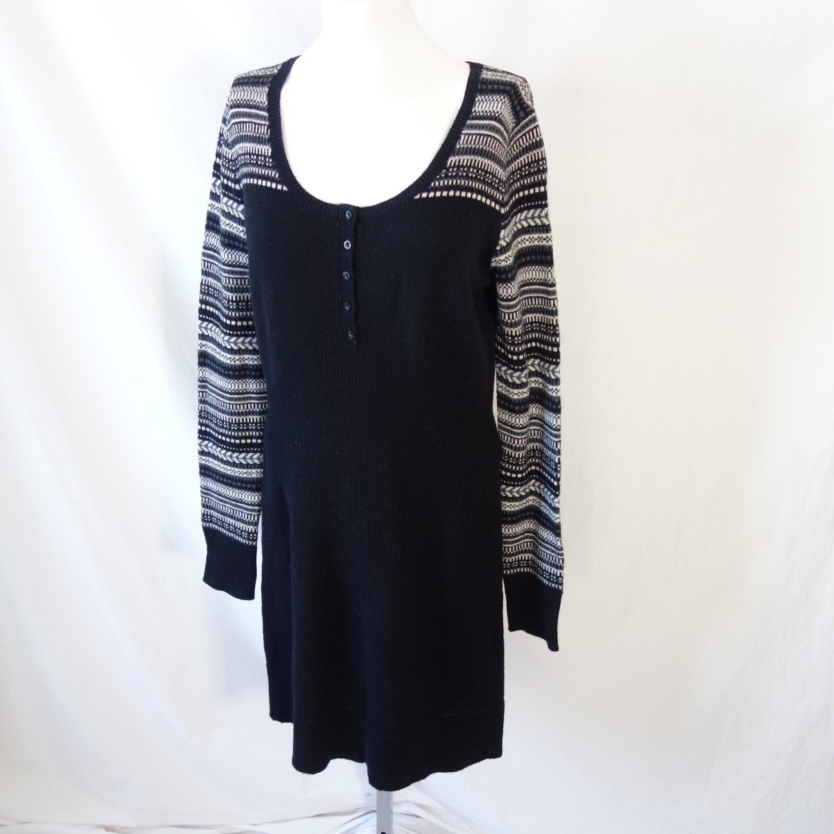 Large Patagonia Black Stripe Knit Top Pull Over Wool Sweater Dress RIOS  SECRET | eBay