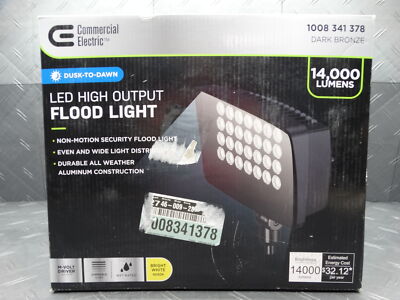 Commercial Electric Dusk-to-Dawn LED Bronze Outdoor High Output Flood Light