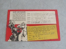 1939 BOND BREAD LONE RANGER BADGE PREMIUM MAILAWAY POST CARD