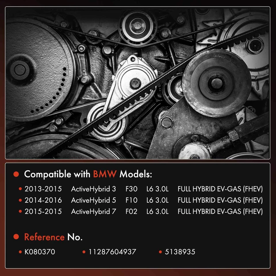 Cinturón Serpentine 37.13" para BMW F02 F10 F30 ActiveHybrid 3 ActiveHybrid 5 L6 3.0L Foto 2 de 4