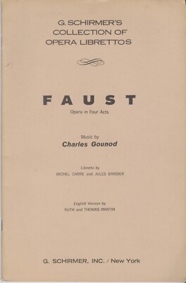 1966 Faust Opera by Charles Gounod - English Libretto