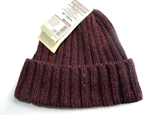 Red Wool Rib Knit BEANIE Toque Hat Rib 