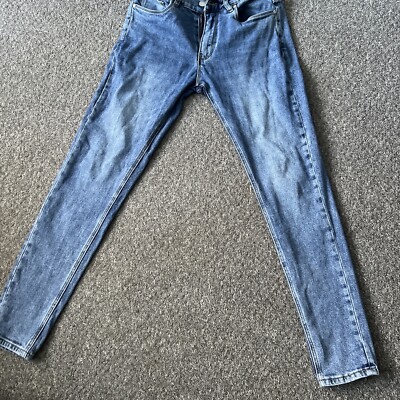 Arne Men Slim Fit Zip Fly Denim Jeans Size (30R) 30/32 Blue UK