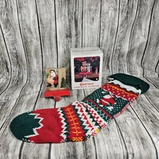 Vintage Christmas Santa Stocking Hanger Holder 80s 90s Saint Nicholas Holiday Gi