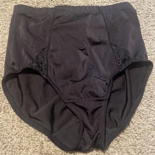 Vintage Curvation XL Black Second Skin Satin High Waist Shaping lace trim