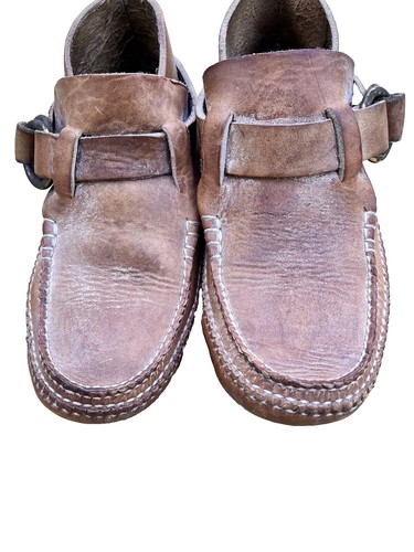 Leather Italian Sandals Mens Brown Genuine Leather Slip on  display picture 3