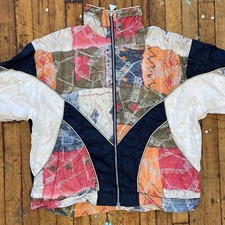 Vintage 80's Wilson Tennis Multicolored All Over Pattern Full Zip L Nylon Jacket