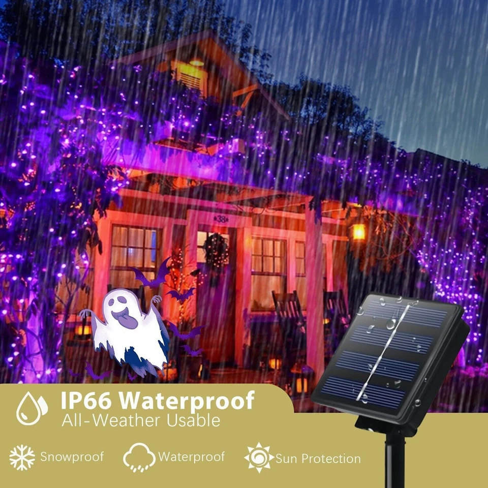 Halloween Solar String Lights 200 LED Fairy Lights Waterproof Party Garden Decor - Image 4 of 4