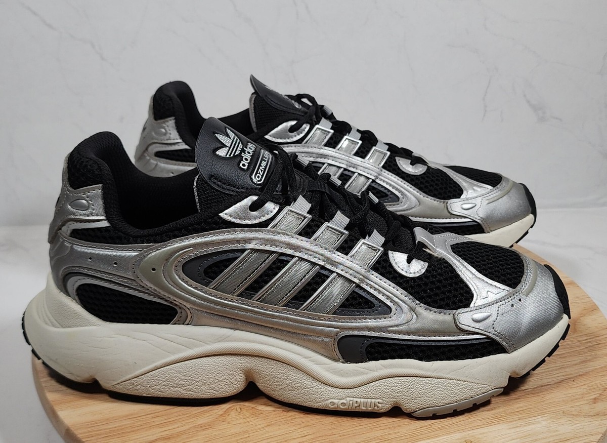 Adidas Ozmillen Men Sz 12 Silver Black Mesh Adiplus Sneakers