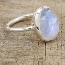 Moonstone 925 Sterling Silver Ring Handmade Jewelry Gift For Her A-16