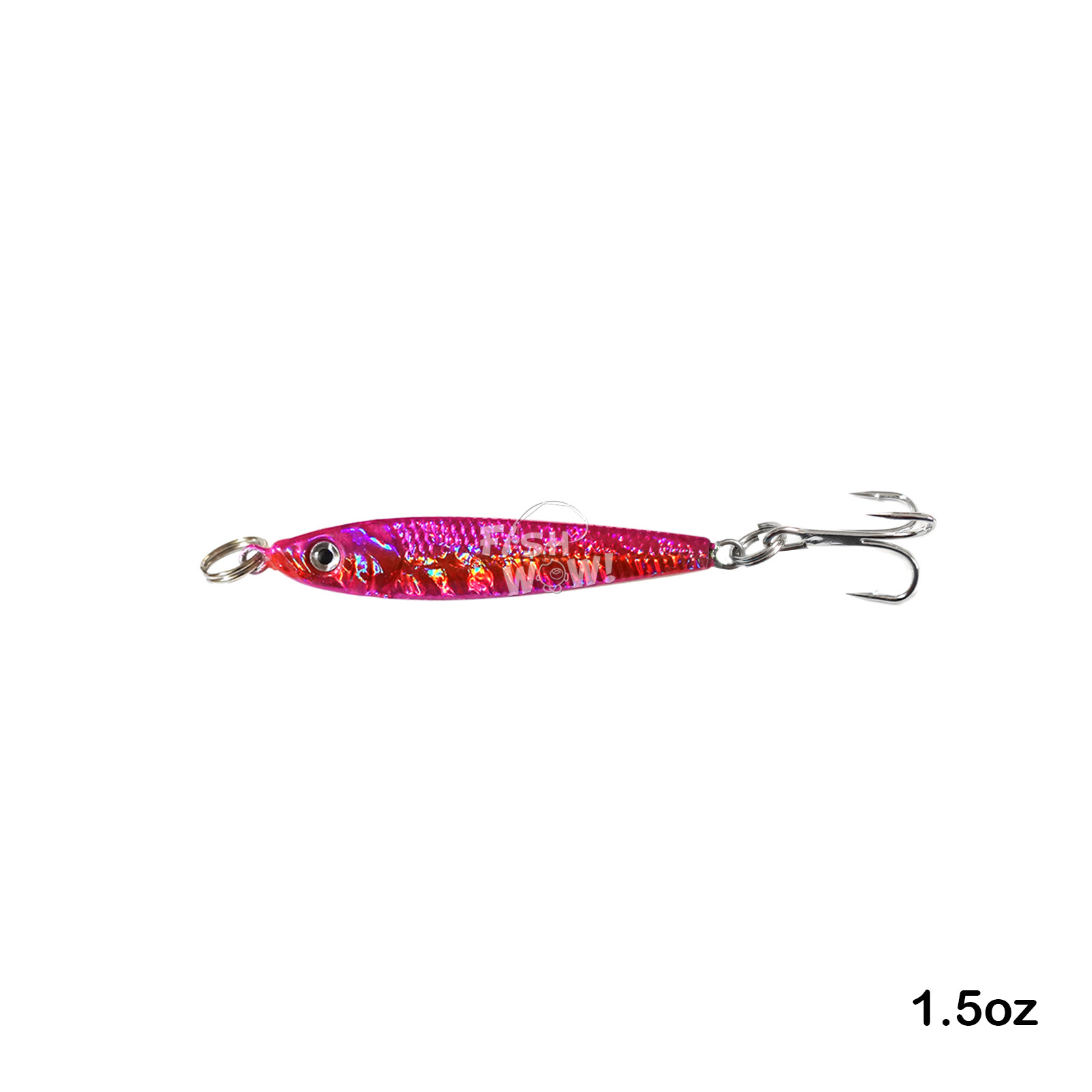 50pcs Fish WOW! 1.5oz Mega Metal Bait Jig luna Lure w/ a 3x Treble Hook Pink NEW - Image 6