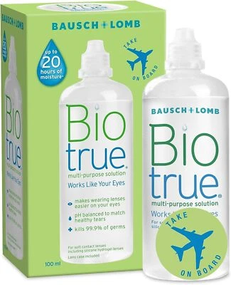 Biotrue Multi-Purpose Travel Contact Lens Solution, 100 ml Flight Pack, Cushion