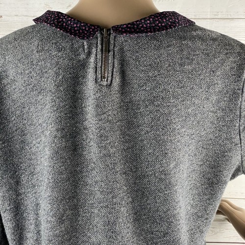 Ann Taylor LOFT Pullover Medium grau rosa Blumenkragen Kunstschicht Reißverschluss hinten Strick - Bild 10 von 12
