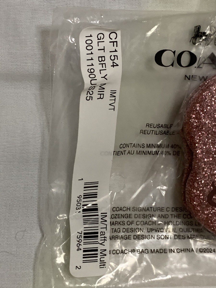 財布・小物その他 COACH Butterfly Glitter Mirror CF154 🩷Coach Glitter Butterfly Compact Mirror - CF154 Taffy