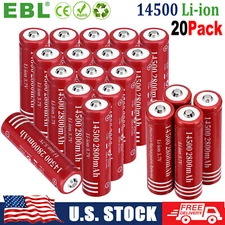 20Pcs 14500 Battery 2800mAh 3.7V Rechargeable Batteries Cell For LED Flashlight