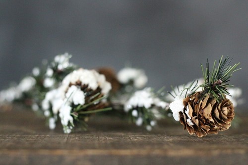 Christmas Floral Picks (Set/2) Snowy Brush Pine 14 inch Winter Greenery - Picture 5 of 7