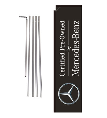 Mercedes-Benz CPO Dealership 15' Advertising Rectangle Banner Flag w/ pole+spike